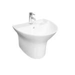 Ceramic Wall Mounted Bathroom Washbasin Round Shape, Size 41.5x46.5x53 cm, White Color