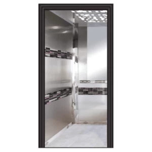 Elevator Cabin Stainless Steel Mosaic Half Mirror Silver Corners Marble Muglai Flooring | YT-59932104
