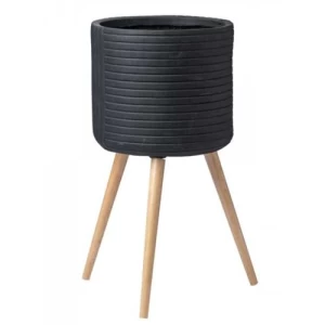 Clay Flower Pot Cylindrical 32×65 cm, Black Color | Sultan Garden Center