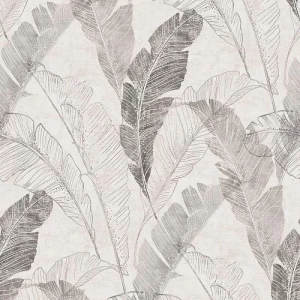 Wallpaper Leaves Design 1.005x53 cm Gray, Model Myriad | Abyat Company