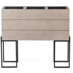 مركن زرع خشبي أبعاد 84×30×75 سم شكل مستطيل لون رمادي