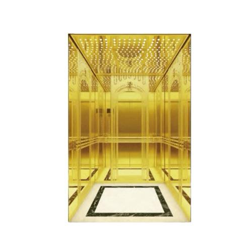 Fast Elevator 1000 KG Weight Limit 4 m/s Speed 13 Person Capacity Luxury Titanium Etched Wall PVC Floor | TKJ1000/4-4