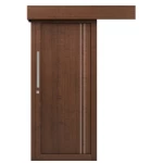 باب سحاب بريميوم عصري خشب صلب، مقاس 110×265 سم، سمك 6 سم، بني، موديل M02