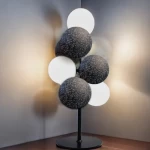 Stylish Modern Table Lamp with 3 Bulbs, Size 55×20 cm, grey with white Color