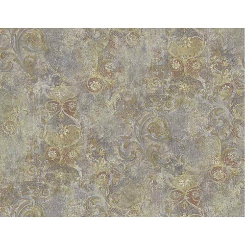 Italian Wallpaper Size 10m×1.06m, Gray with Beige Color, Model 82033 | Balbaid Decor Company