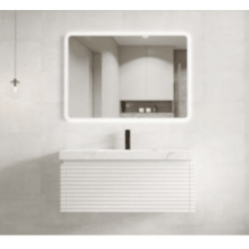 White Ceramic Basin with Wooden Cabinet Marble Top 50×100 cm, White | Al Muhaidib Sanitary and Ceramic
