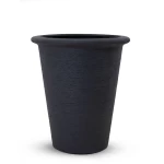 أصيص نبات فايبر جلاس اسطواني الشكل، عرض 48سم ،ارتفاع 57سم، اللون رمادي غامق 