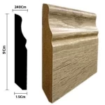Wooden Skirting, Length 240 cm, Height 9 cm, Beige Color, Item Number 8015