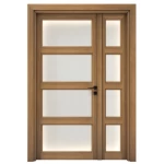 Premium Wooden Door and a Half, Brown, Size 160 × 235 cm, Model GBR01