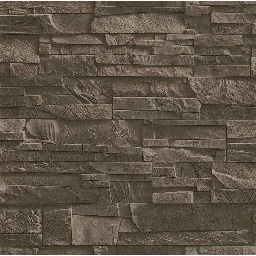 Stone Wallpaper 10m x 0.53m Dark Brown, Model 475012 | Balbaid Decor Company