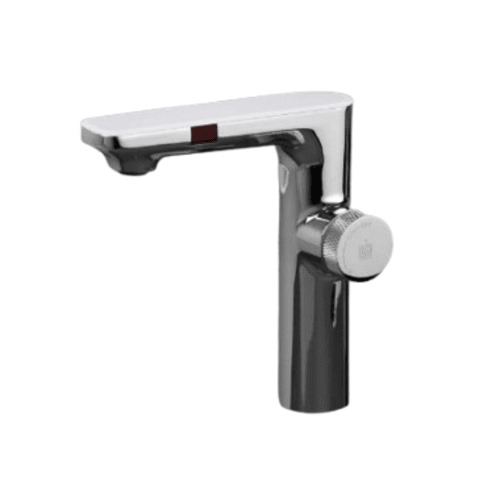 Washbasin Middle Tap Height 26.1 cm, Shiny Chrome and White | Hatch Company