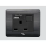 Triple Socket with USB, Art DNA Brand, Size 7x7 cm, 13 Amp, Black color