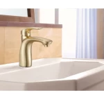 Bathroom Washbasin Mixer, Matte Gold Color, Short 
