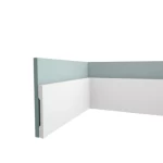 White PU Foam Skirting for Floors and Walls, 2.44 m Length, 20 cm Height, 2 cm Thickness | Zakharef Factory 