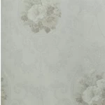 Floral Wallpaper, Length 15.6 meters, Width 106 cm, light gray with dark gray Color