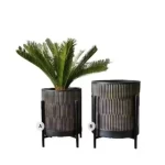 Gray Metal Planter with Legs size 37×42 cm