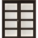 ابواب بريميوم خشب مزدوج بتصميم كلاسيكي، مقاس 220 × 235 سم، لون بني غامق، موديل GPR01
