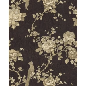 Italian Wallpaper Floral Design Dark Brown Color, Size 10mx1.06m, Model 81649 | Balbaid Decor Company