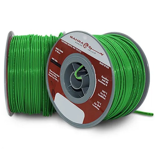  سلك كهرباء سعودي امريكي THHN بحرة، 600 فولت، 8 AWG، نحاس مجدول عزل PVC مغلف نايلون، لون اخضر