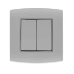 Electrical light switch 2 gang 2 way 20 Amp Omnia Alfanar Size 7×7 cm Color Grey with Grey Ring