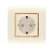 schuko socket With shutter 1 gang 16 Amp Alfanar Model  Omnia Size 7x7 Colour Beige with Gold Ring
