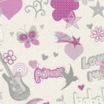 ورق جدراي شبابي واطفال لون بيج مع زهري، طول 10 م، عرض 0.53 م، موديل 734522 