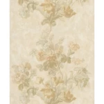 Floral wallpaper, length 10 m, width 0.70 m, pale beige color, model 13019