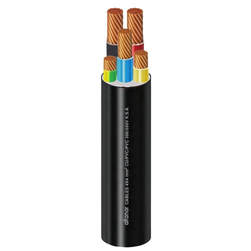 Multicore Cable Stranded Copper Five Cores 240 mm² PVC 70ºC Insulation Black, 600/1000 Volt, 300 ft | Al Fanar