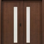 باب مزدوج بريميوم خشب، لون بني غامق، مقاس 220 × 235 سم، موديل GD05