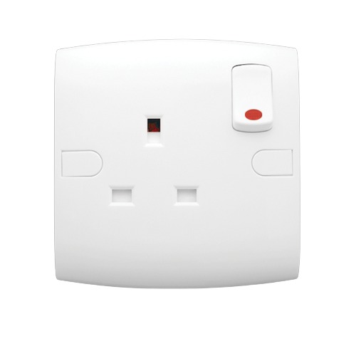 Electrical Switch Socket 2 Way LED 13 Amp 7x7 cm White ALF Classic | Al Fanar