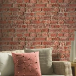 ورق جدران تصميم حجري مقاس 10م×0,53م، لون احمر