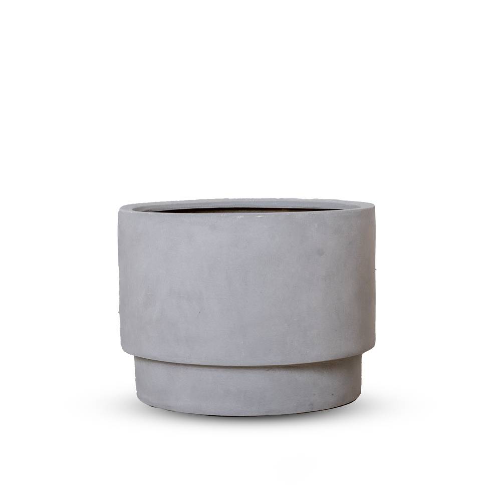 Fiberglass Pot for Plants, Round, 27 cm Diameter, 36 cm Height, Light Gray | Verde