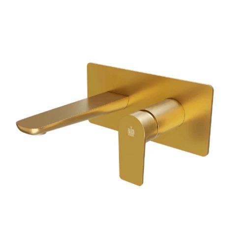 Bathroom Washbasin Mixer Wall Mounted 25×1×17.8 cm, Matt Gold | Hatch Company
