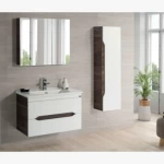 Bathroom Cabinet with Sink with Mirror, Wall-Mounted, White Color