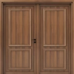  Double Wooden Entrance Door Premium, Size 220 × 235 cm, Brown Color, Thickness 6 cm, Model EX02