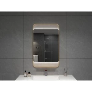 Silver Rectangular Mirror 60x100 cm with Touch LED Lighting, Silver Color | Silver