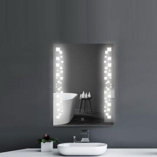 مرآة حمام سيلفر مستطيلة 60 × 80 سم مع إضاءة LED باللمس، فضي | Silver