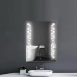 مرآة سيلفر مستطيلة مع إضاءة باللمس، مقاس 60 × 80 سم، لون فضي