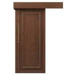 باب سحاب خشب طبيعي بتصميم عصري، مقاس 110×265 سم، بني، موديل EX07