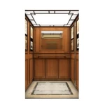Machine Roomless Passenger Elevator, Elegant Wood-Style Design, Central Mirror Panel, Wood & Titanium Handrail, PVC Floor, 1150 KG Load, 15 Persons, 1 m/s Speed