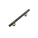 ماسكة خزانة مطبخ ستانلس ستيل شكل مستدير، طول 16 سم، لون اسود وذهبي | روائع المطابخ