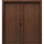 Entrance Premium Double Door Made of Natural Wood, Dark Brown, Size 220 × 235 cm, 6 cm Thickness, Model TR17