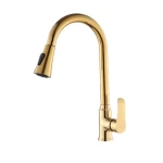 Modern Pull Out Kitchen Mixer, Length 60 cm, Shiny Golden Color