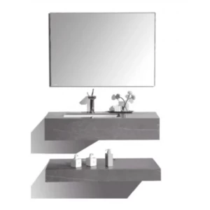 Artificial Marble Bathroom Sink Two Ceramic Basins 100 cm Gray White | Al Muhaidib Sanitary and Ceramic