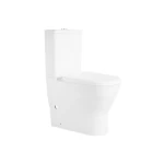 مقعد حمام أرضي سيراميك قطعتين، مقاس 65×39×90.5 سم، أبيض، دائري، غطاء UF