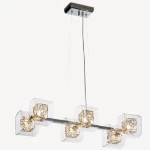 Ceiling Pendant Light, White Color, Length 75 cm, Width 15 cm, Height 130 cm