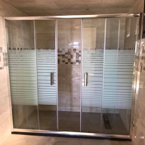 كابينة شاور نظام سحاب مقاس 170×190 سم، زجاج مخطط سماكة 6 مم | برايم العربية