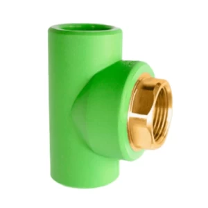 PPR Tee with Female Insert Hexagon 32 mm × 1 Inch Green | ALMUIF PIPES