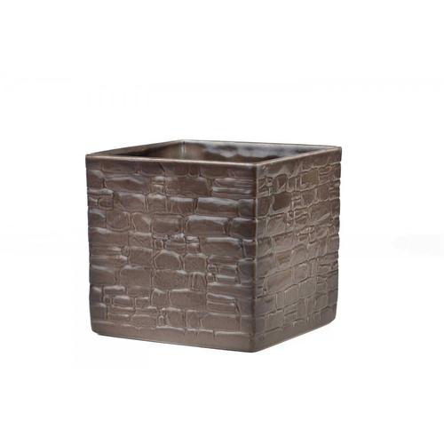 Ceramic Planting Pot 15x14 cm Brown Square | Sultan Garden Center