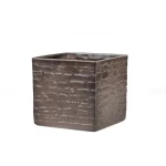 Ceramic planting pot, size 15x14 cm brown color square shape